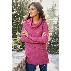 NWTs Soft Surroundings | Langley cowl neck pullover tunic sweater Dark Rose XL